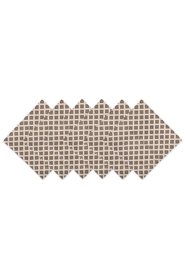 Heirloom Diamond Printed Napkin Set/6, Main, color, Brown