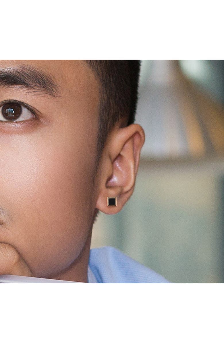 DELMAR Men's Set of 2 Onyx Square & Round Stud Earrings, Alternate, color, 