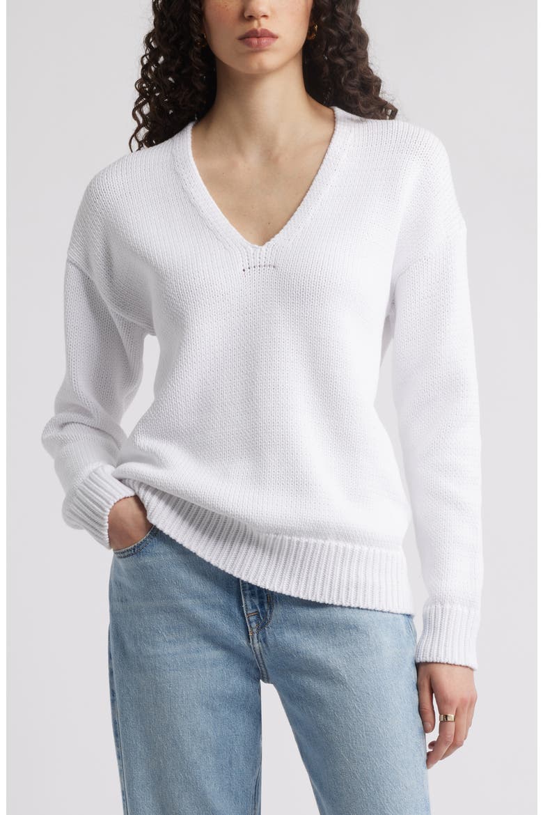 Chunky Cotton Blend Sweater, Main, color, WHITE
