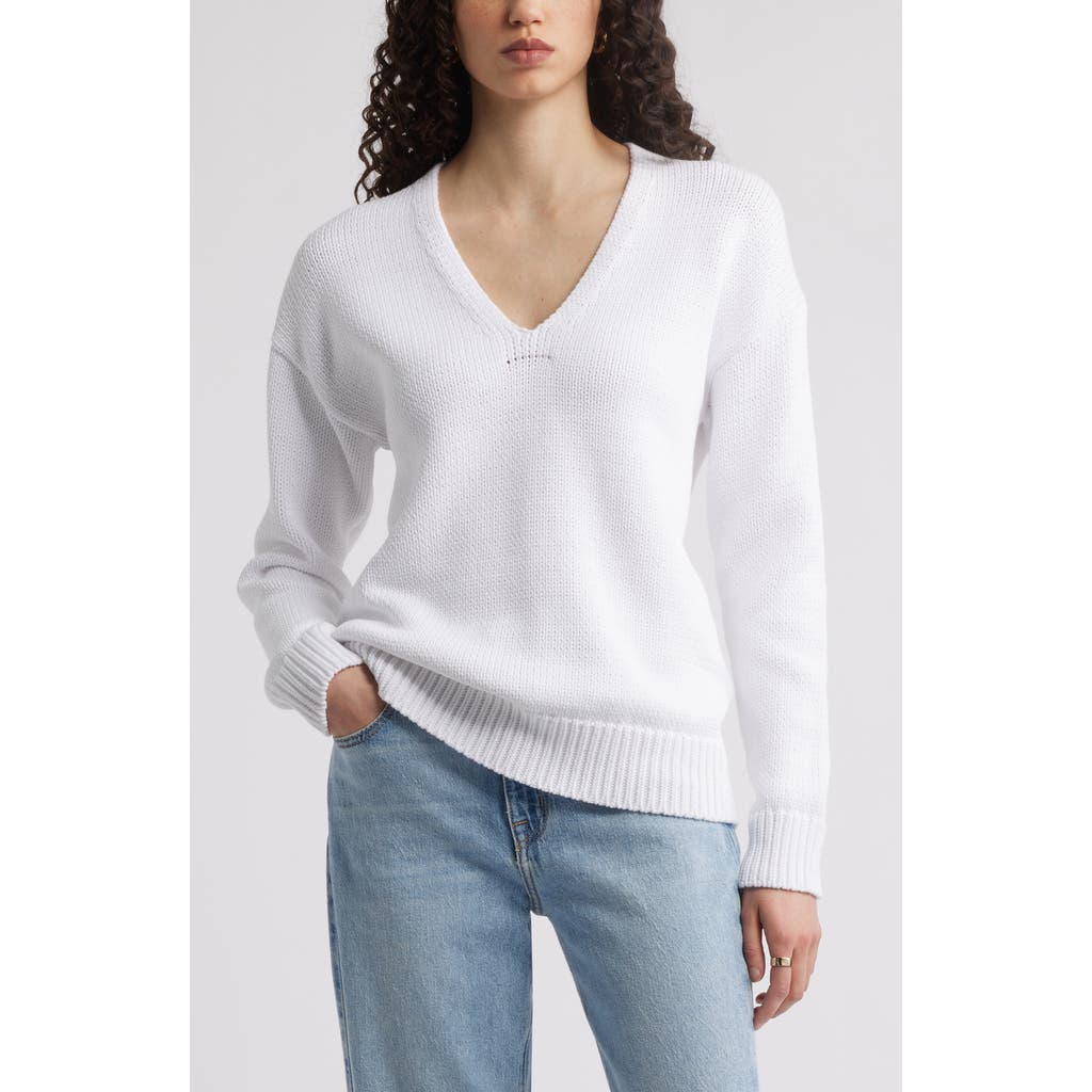 Nordstrom Chunky Cotton Blend Sweater In White