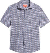 Johnston & Murphy XC+™ Motion Geo Print Short-Sleeve Performance Knit Button-Up Shirt