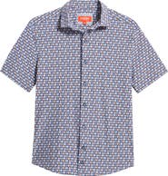 Johnston & Murphy XC+™ Motion Geo Print Short-Sleeve Performance Knit Button-Up Shirt