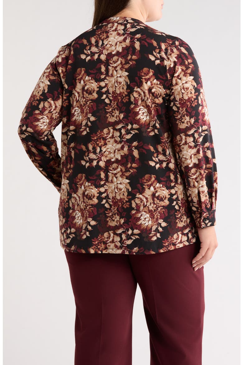 Floral Print Split Neck Top, Alternate, color, ANNE BLACK MULTI