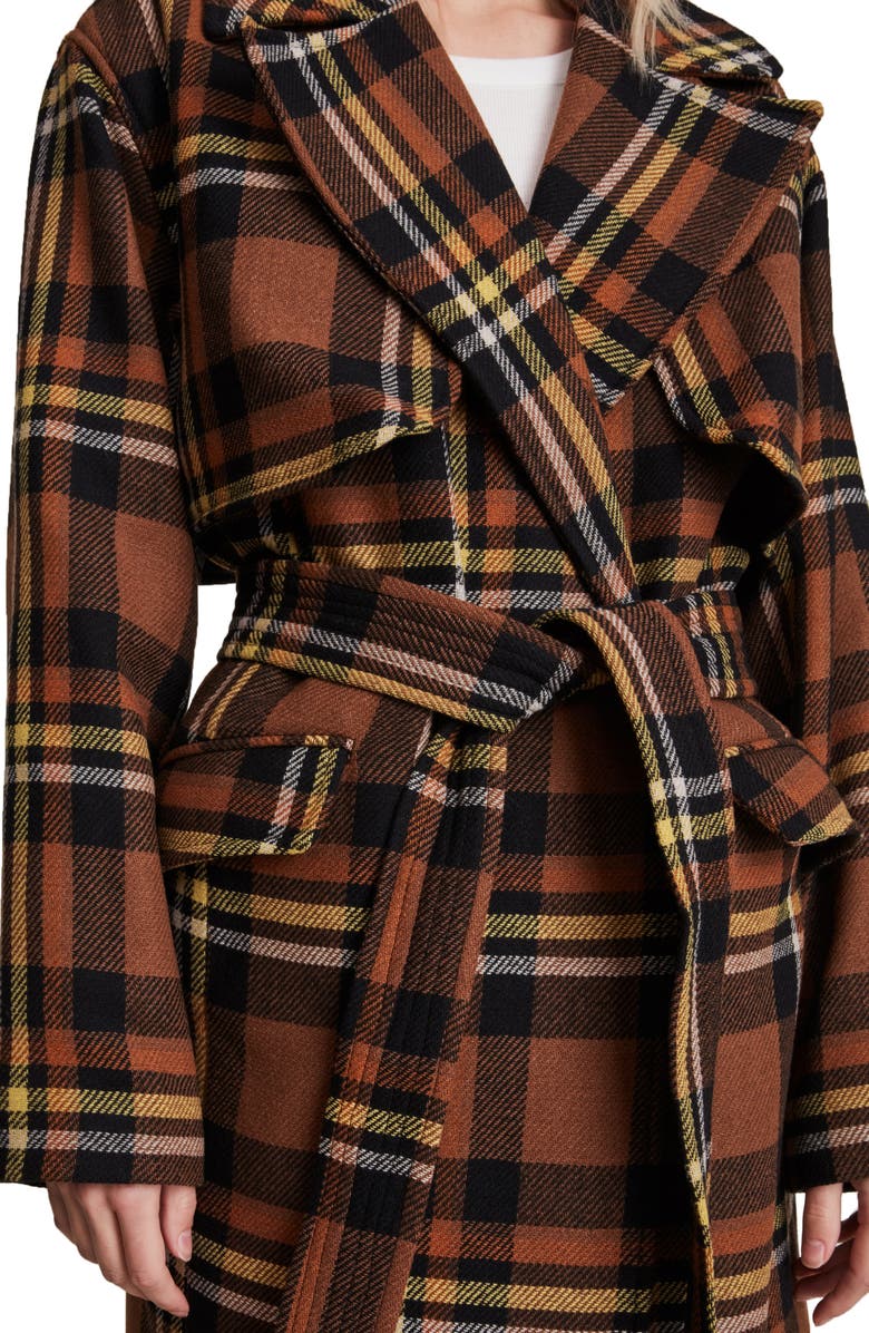 AllSaints Bree Coat, Alternate, color, Brown/ Black