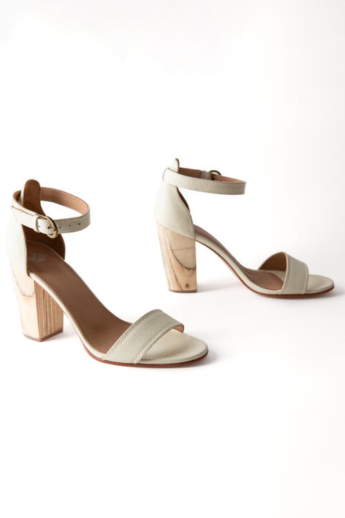 Fortress Frances Heeled Sandal In Pebbled Ivory
