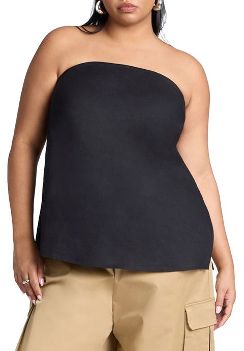 Linen Blend Column Tube Top (Plus)