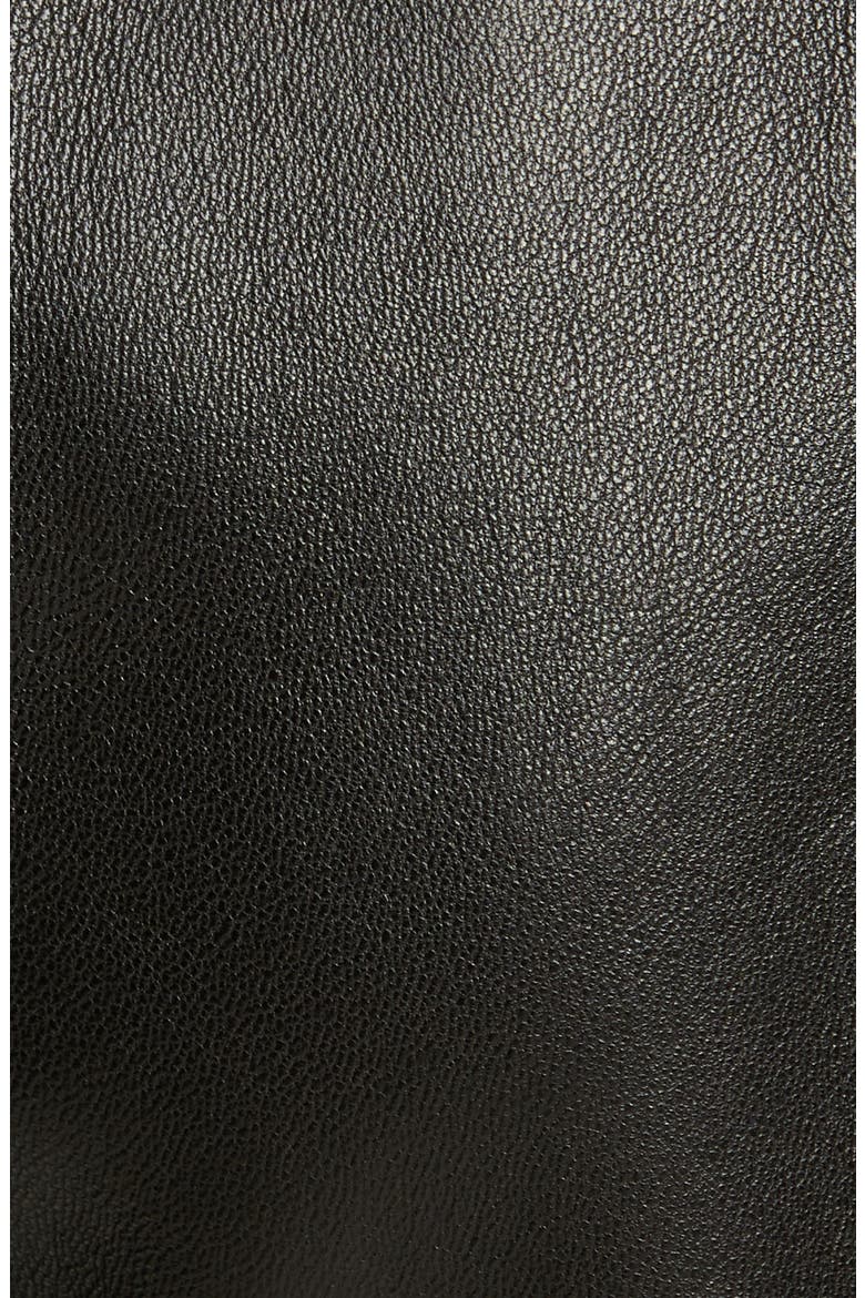 Alexander McQueen Lace Peplum Leather Moto Jacket, Alternate, color, BLACK