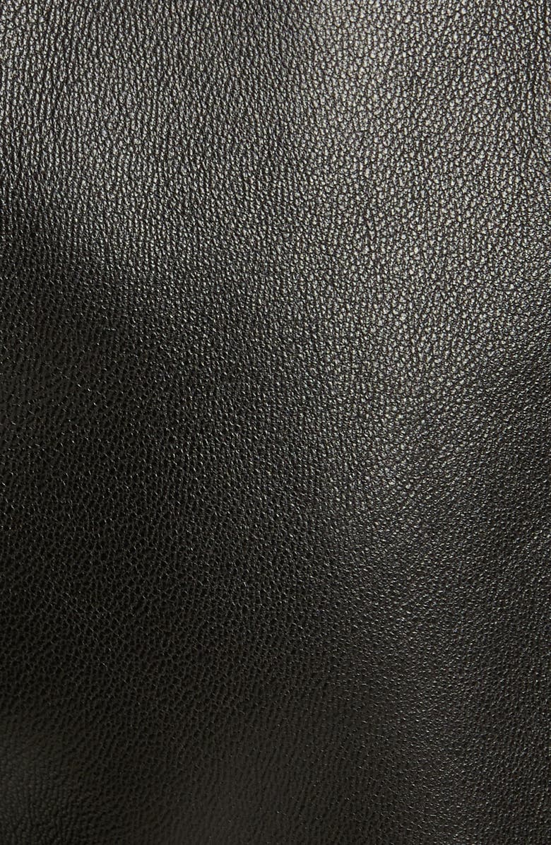 McQueen Alexander McQueen Lace Peplum Leather Moto Jacket, Alternate, color, 