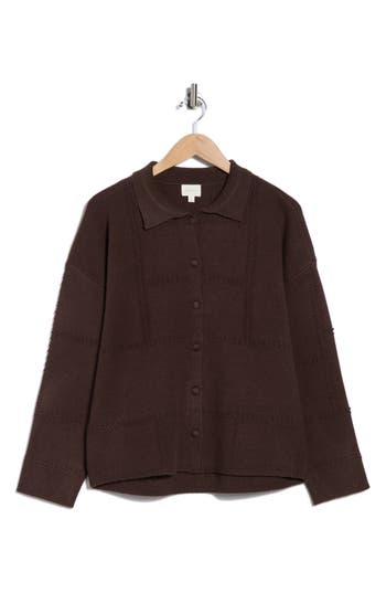 Cyrus Textured Sweater Jacket In Brown