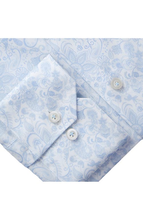 Emanuel Berg Modern Fit Paisley Floral Stretch Cotton Dress Shirt In Light Pastel Blue
