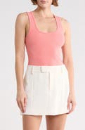 Good American Scoop Neck Micro Rib Tank
