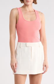 Good American Scoop Neck Micro Rib Tank