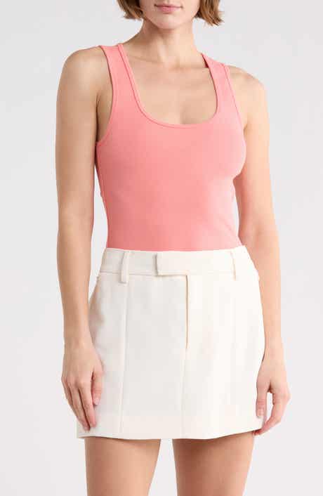 Good American Scoop Neck Micro Rib Tank