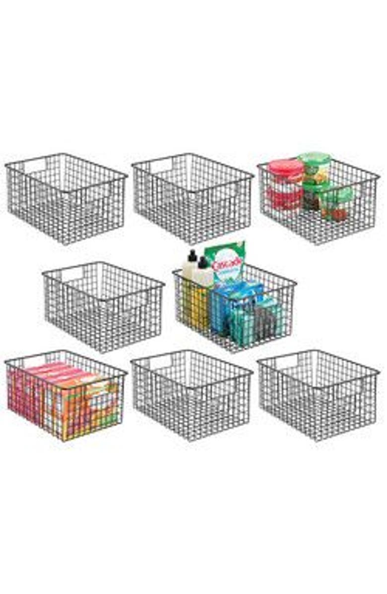 mDesign Metal Wire Food Organizer Basket with Built-In Handles, 12 x 9 x 6 - 8 Pack, Main, color, 