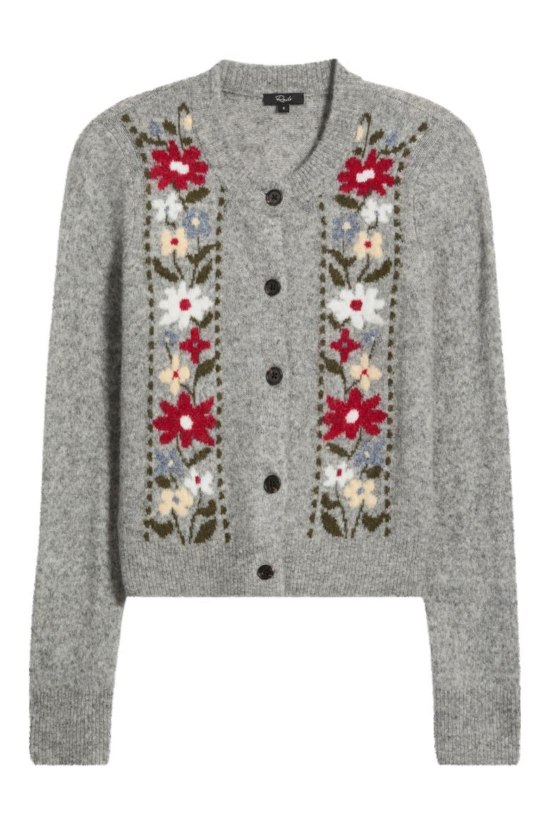 Millie Embroidered Cardigan, Alternate, color, GREY FLORA