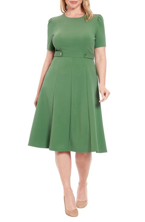 Short Sleeve Fit & Flare Midi Dress
