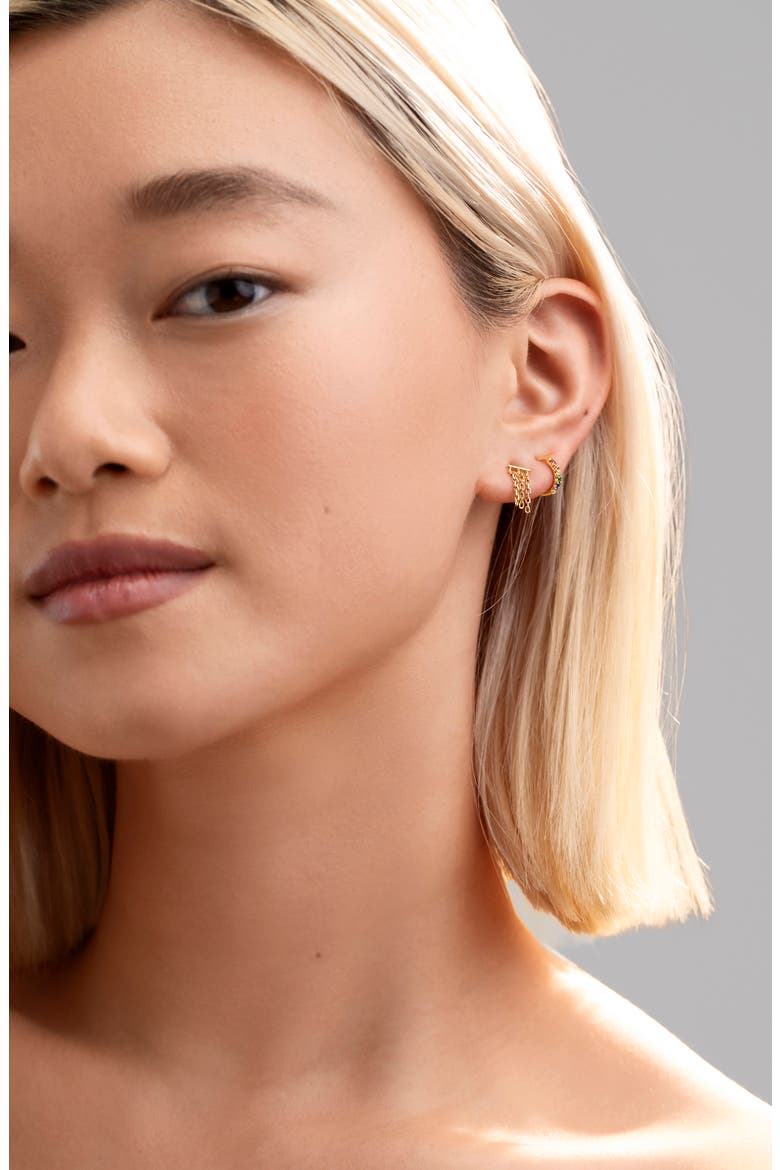 Iris Rainbow Huggie Hoop Earrings (Nordstrom Exclusive), Alternate, color, 18K YELLOW GOLD