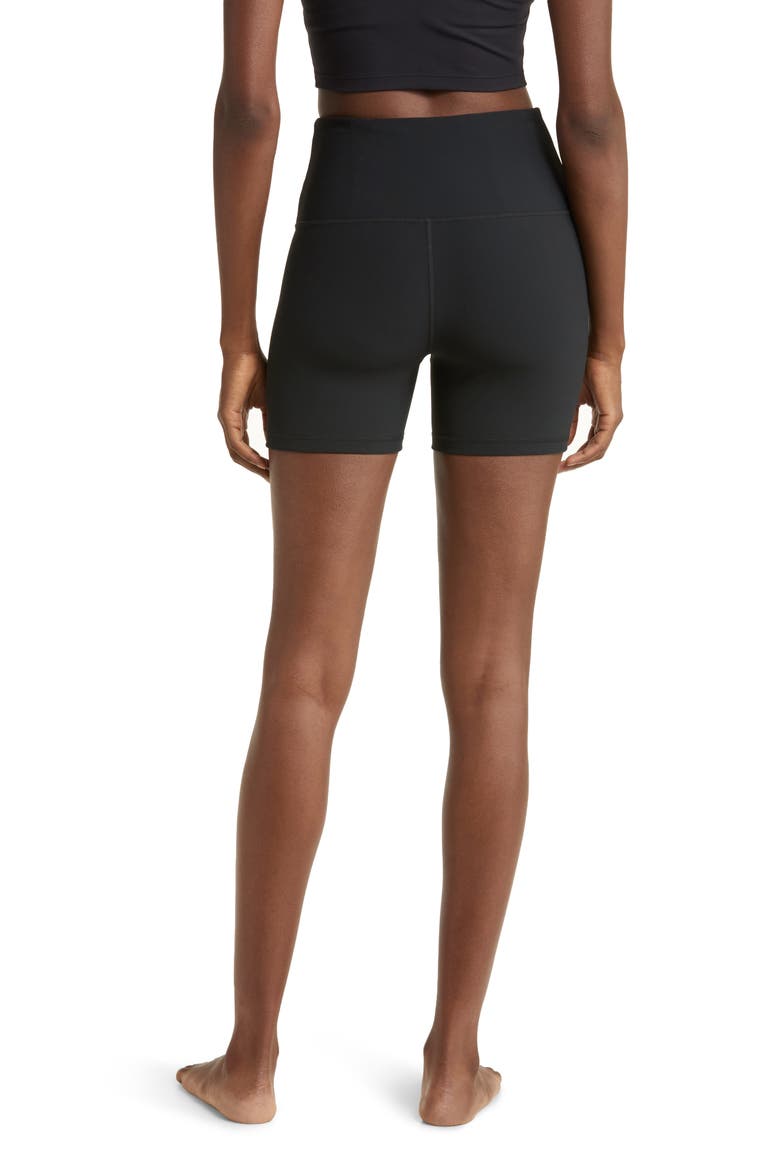 Luxe Rib High Waist Bike Shorts, Alternate, color, BLACK