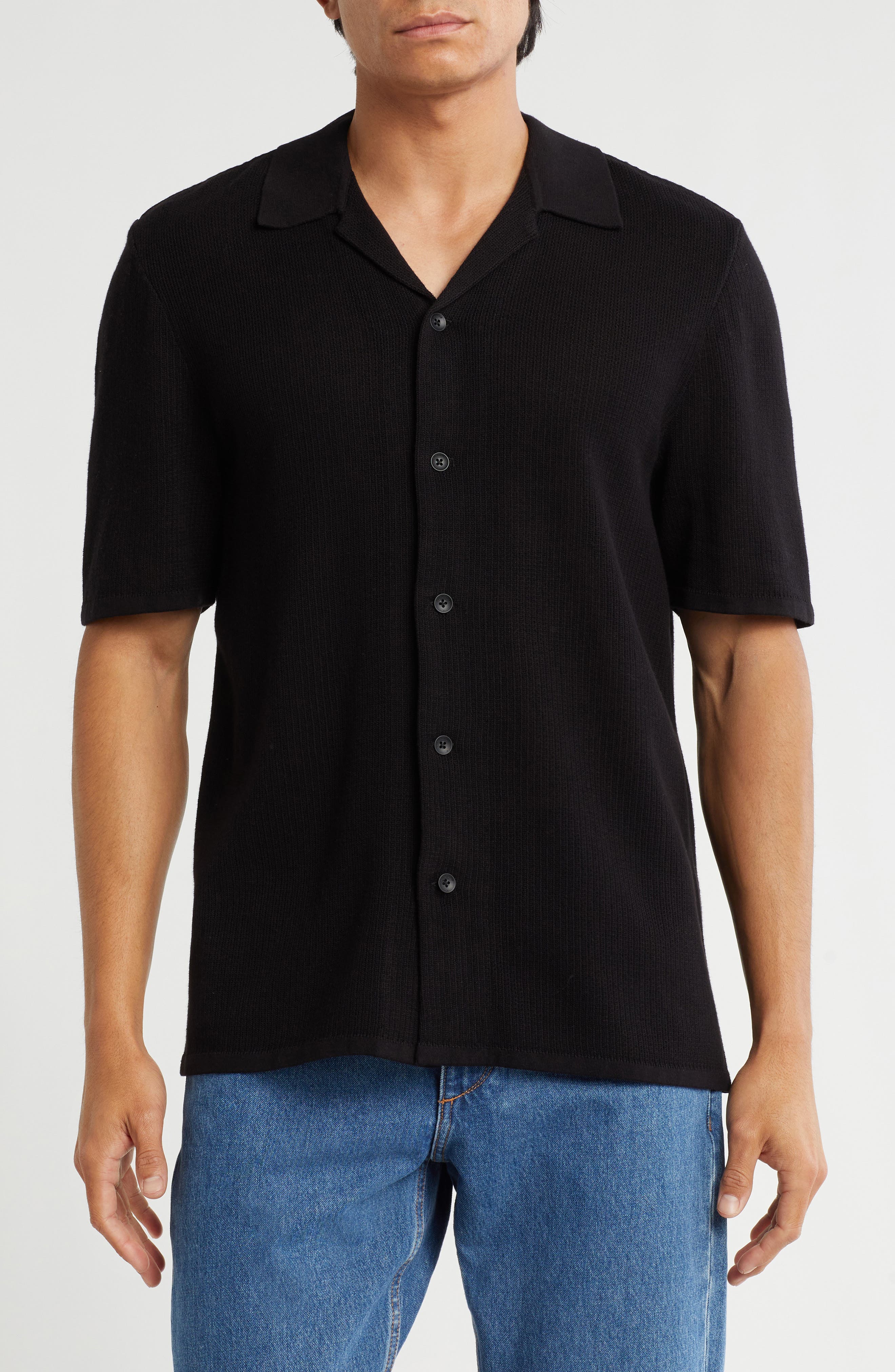 rag & bone Lewis Cotton Knit Camp Shirt
