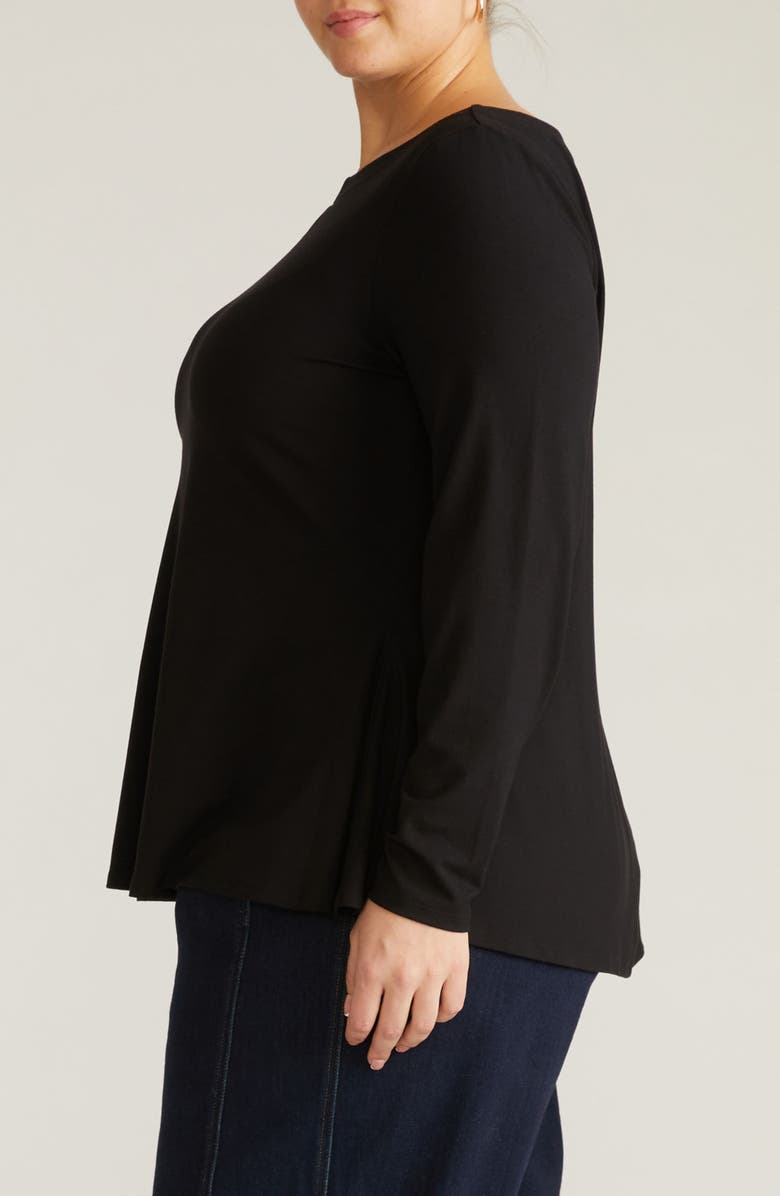 Universal Standard Cassandra Long Sleeve Jersey Top, Alternate, color, Black