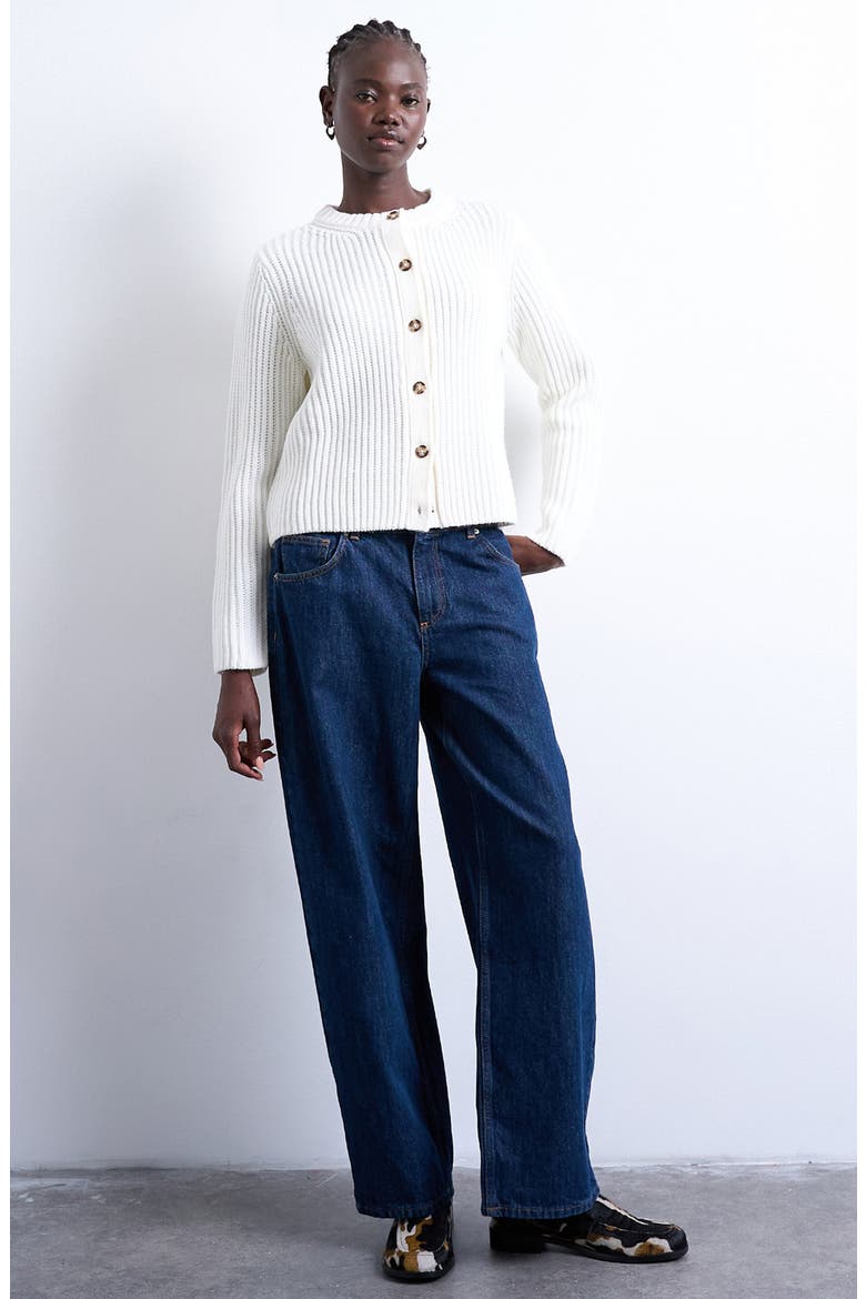 Shaker Stitch Relaxed Cardigan, Main, color, WHITE