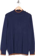 Joseph A Tipped Mock Neck Sweater