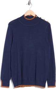 Joseph A Tipped Mock Neck Sweater