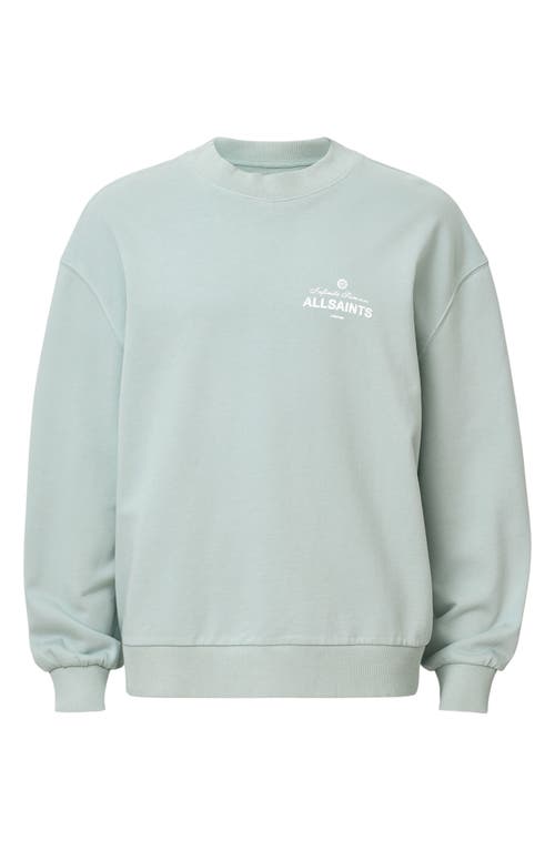 Allsaints Soleil Crew Oversized Cropped Sweatshirt In Slate Green
