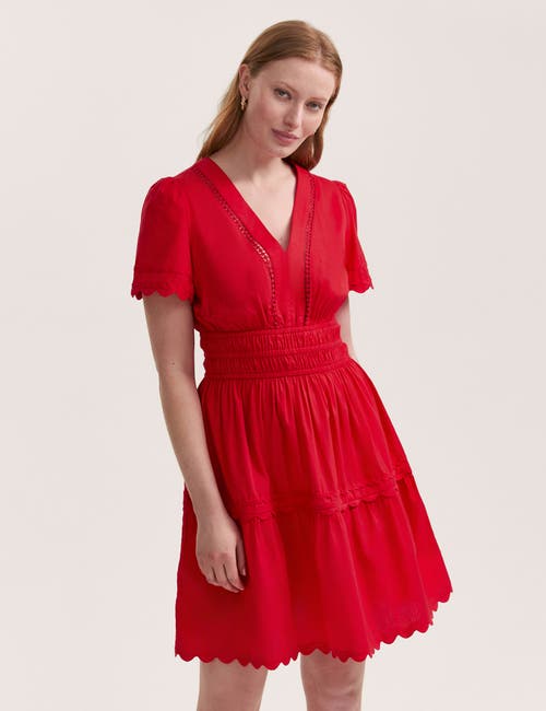 Finery London Reece Ric Rac Trim Cotton Short Dress In Red