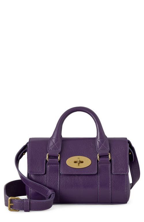 Mulberry Mini Bayswater High Shine Leather Handbag in Amethyst at Nordstrom