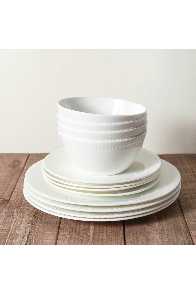 Ava Bone China 16-Piece Dinnerware Set, Alternate, color, White
