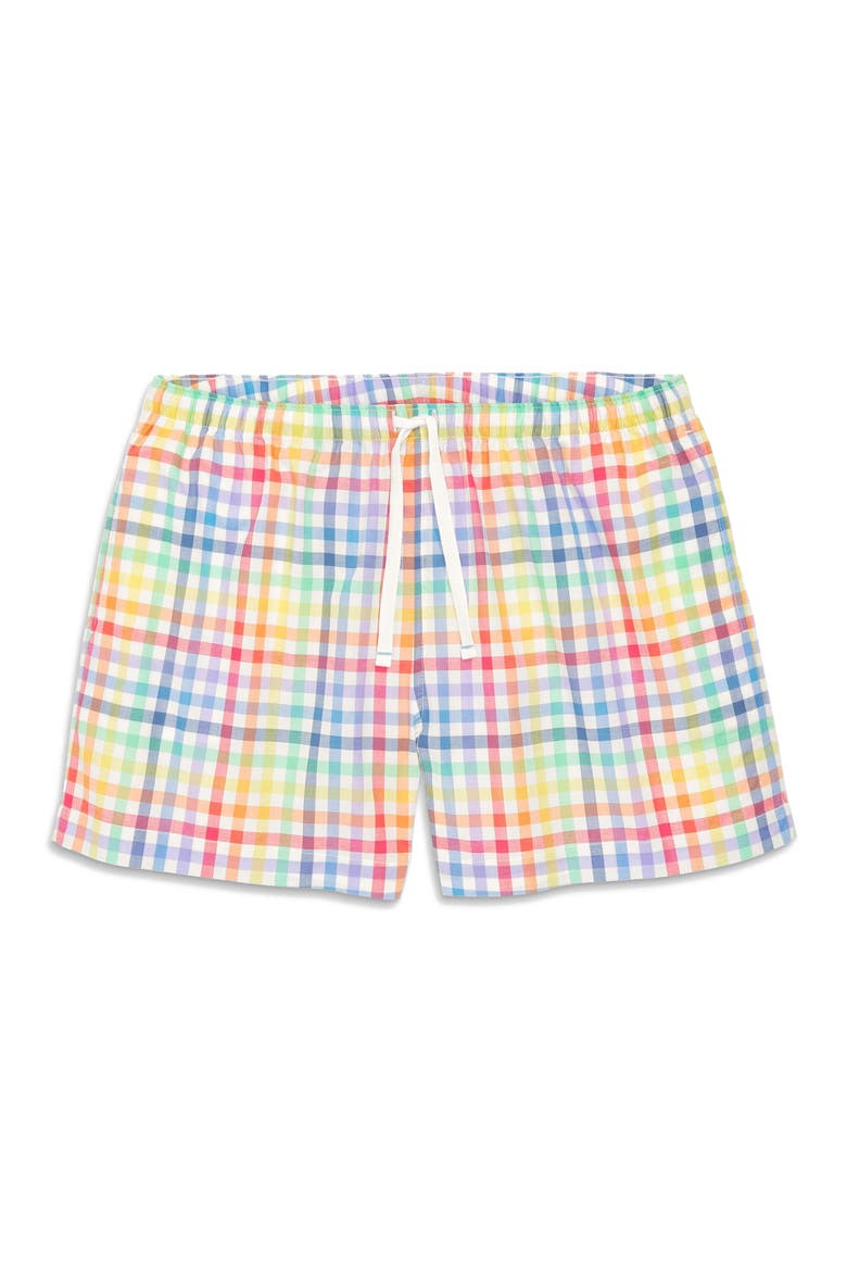Adult PJ Short In Ivory Rainbow Plaid, Alternate, color, Ivory Rainbow Plaid