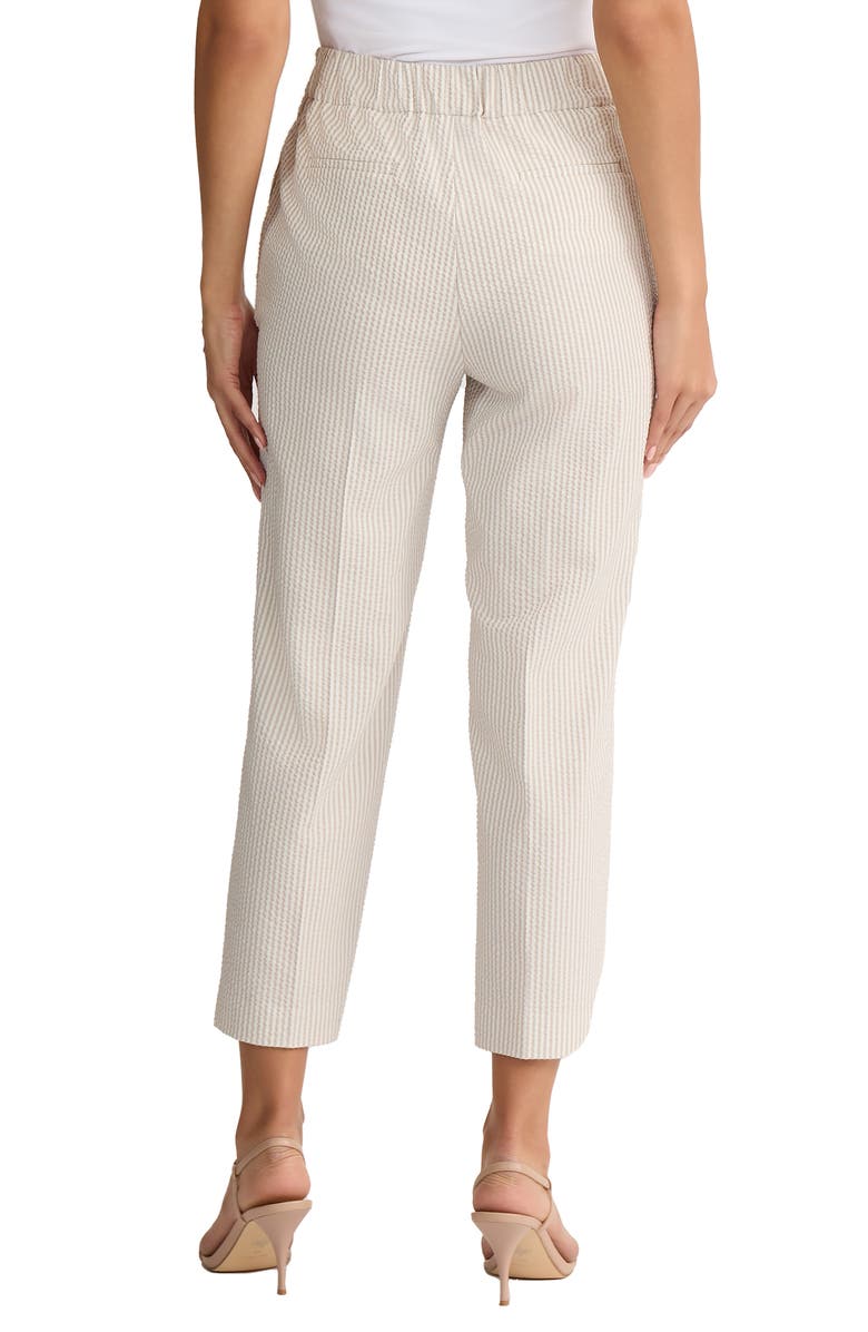 Jones New York Seersucker Stripe Ankle Pants, Alternate, color, Natural Stone/ Natural White