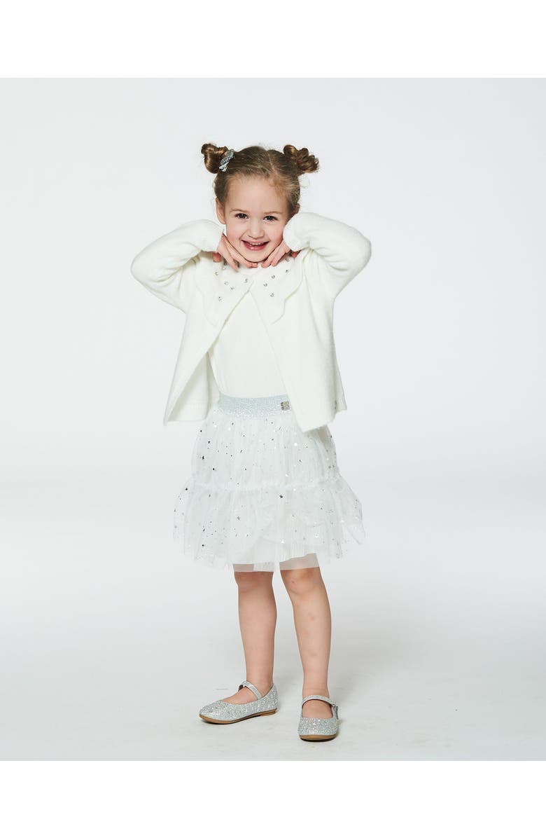 Deux par Deux Girl's Glittering Tulle Skirt Off White, Alternate, color, Off White