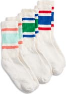 American Trench Assorted 3-Pack Retro Stripe Cotton Blend Crew Socks