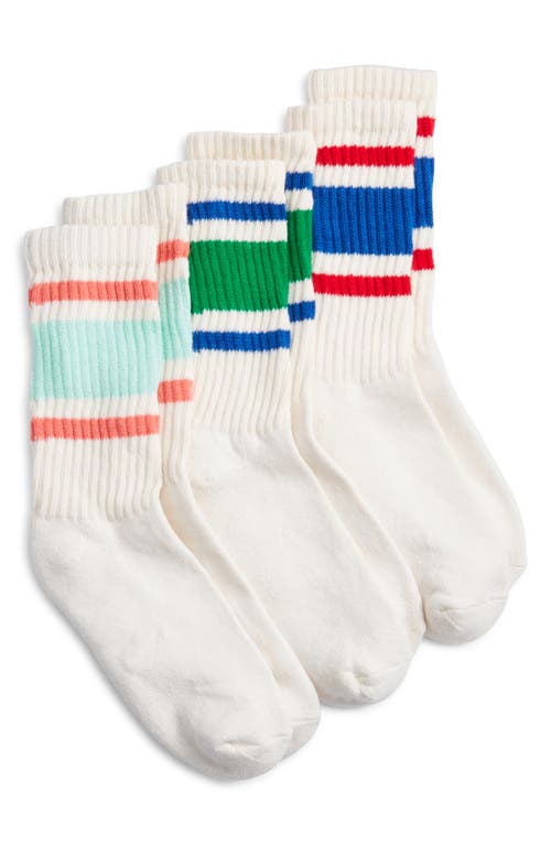 American Trench Assorted 3-pack Retro Stripe Cotton Blend Crew Socks