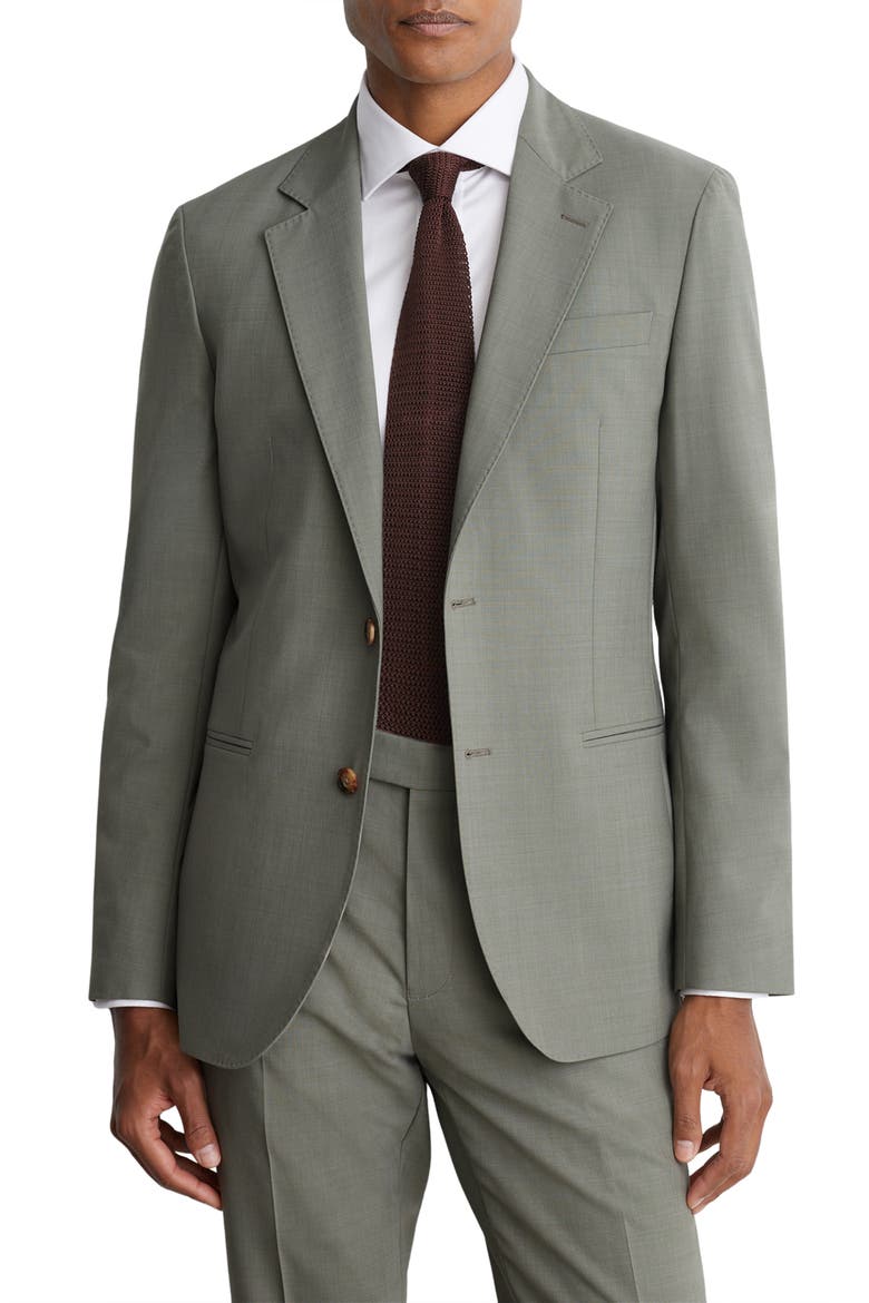 Grain Tailored Fit Wool Blend Blazer, Main, color, SAGE GREEN