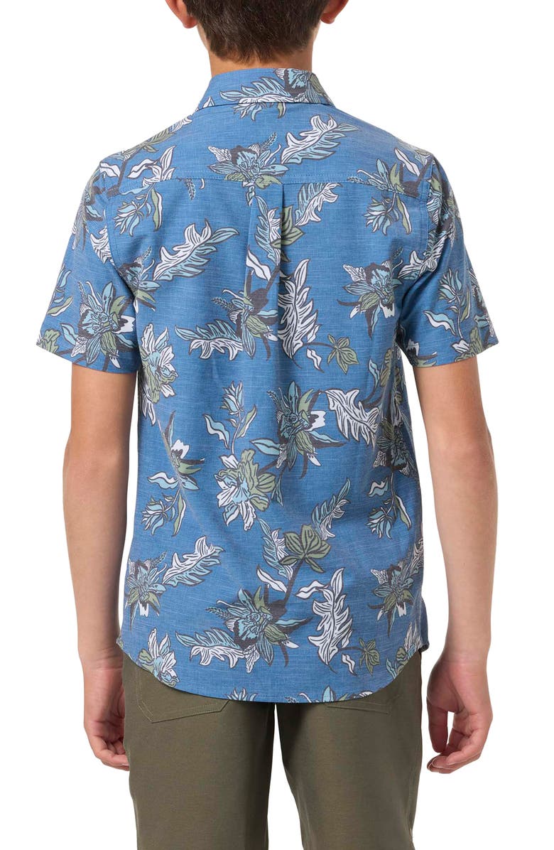 O'Neill Kids' Standard Fit Short Sleeve Performance Button-Up Shirt, Alternate, color, Midnight Navy