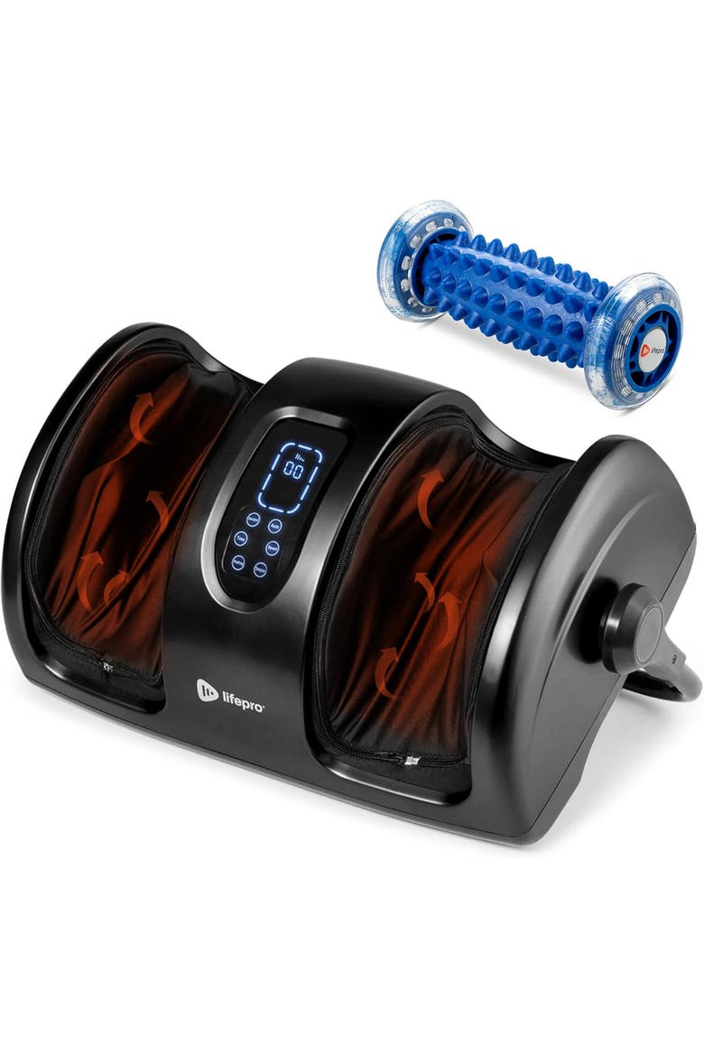 Shiatsu Foot Massagers with Heat Deep Kneading Foot Massager & Calf Therapy with Remote, Main, color, Black