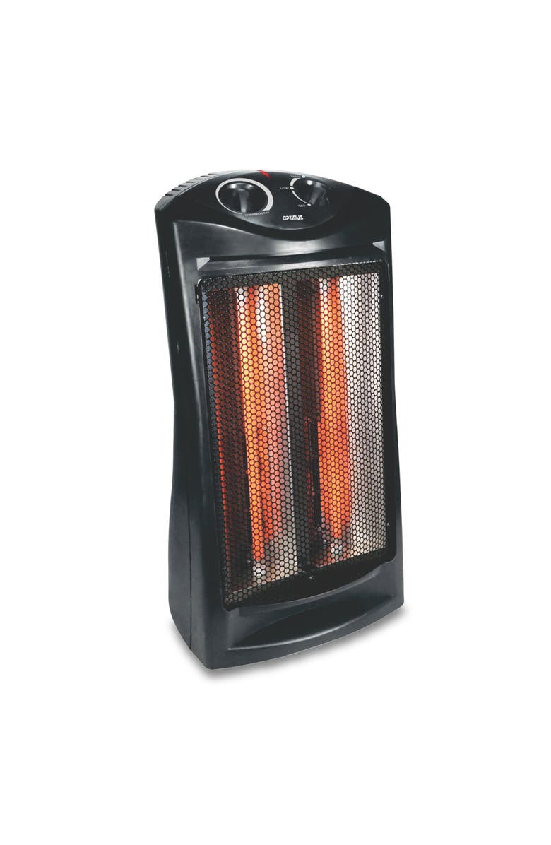 Optimus Fan Forced Tower Quartz Heater with Thermostat, Main, color, Black