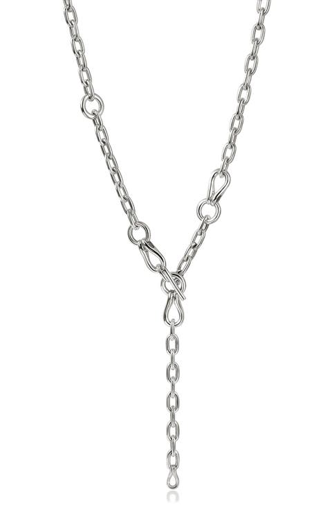 Surf Link Y-Necklace, Sterling Silver