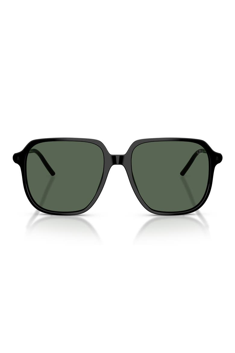 54mm Pilot Sunglasses, Main, color, SHINY BLACK / DARK GREEN SOLID