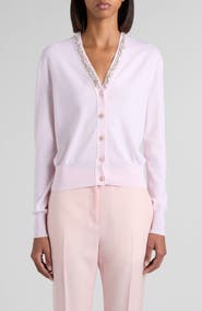 McQueen Crystal Stencil Wool Cardigan