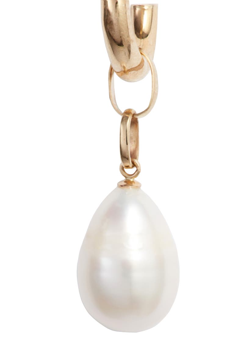 Single Pearl Huggie Hoop Earring, Alternate, color, YELLOW GOLD/ PEARL