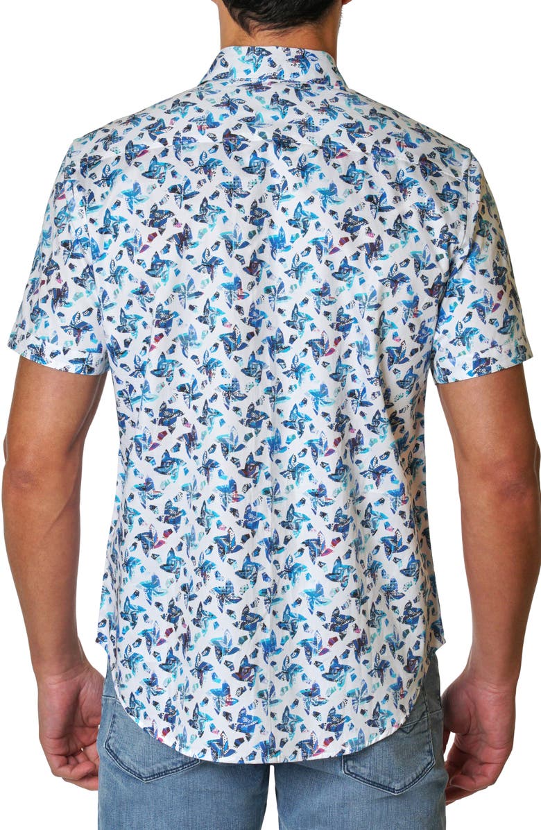 Robert Graham Lucero Pinwheel Short Sleeve Woven Button-Up Shirt, Alternate, color, Blue Multi