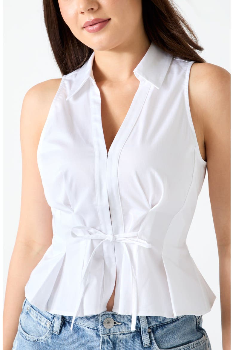 Chelley Tie Front Sleeveless Top, Alternate, color, WHITE