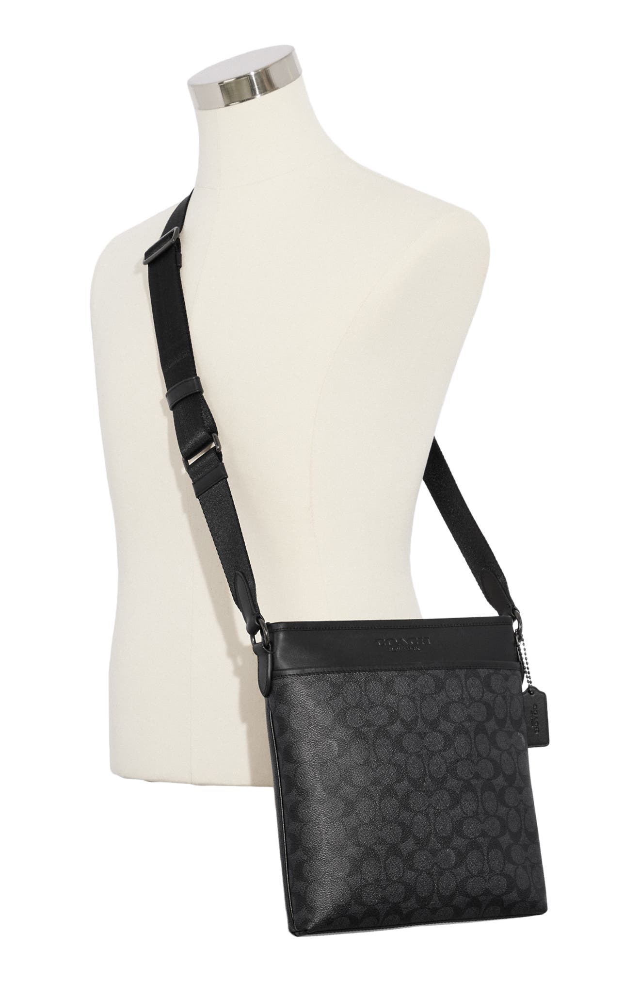 COACH Gotham Slim Signature Coated Canvas & Leather Crossbody Bag, Alternate, color, 