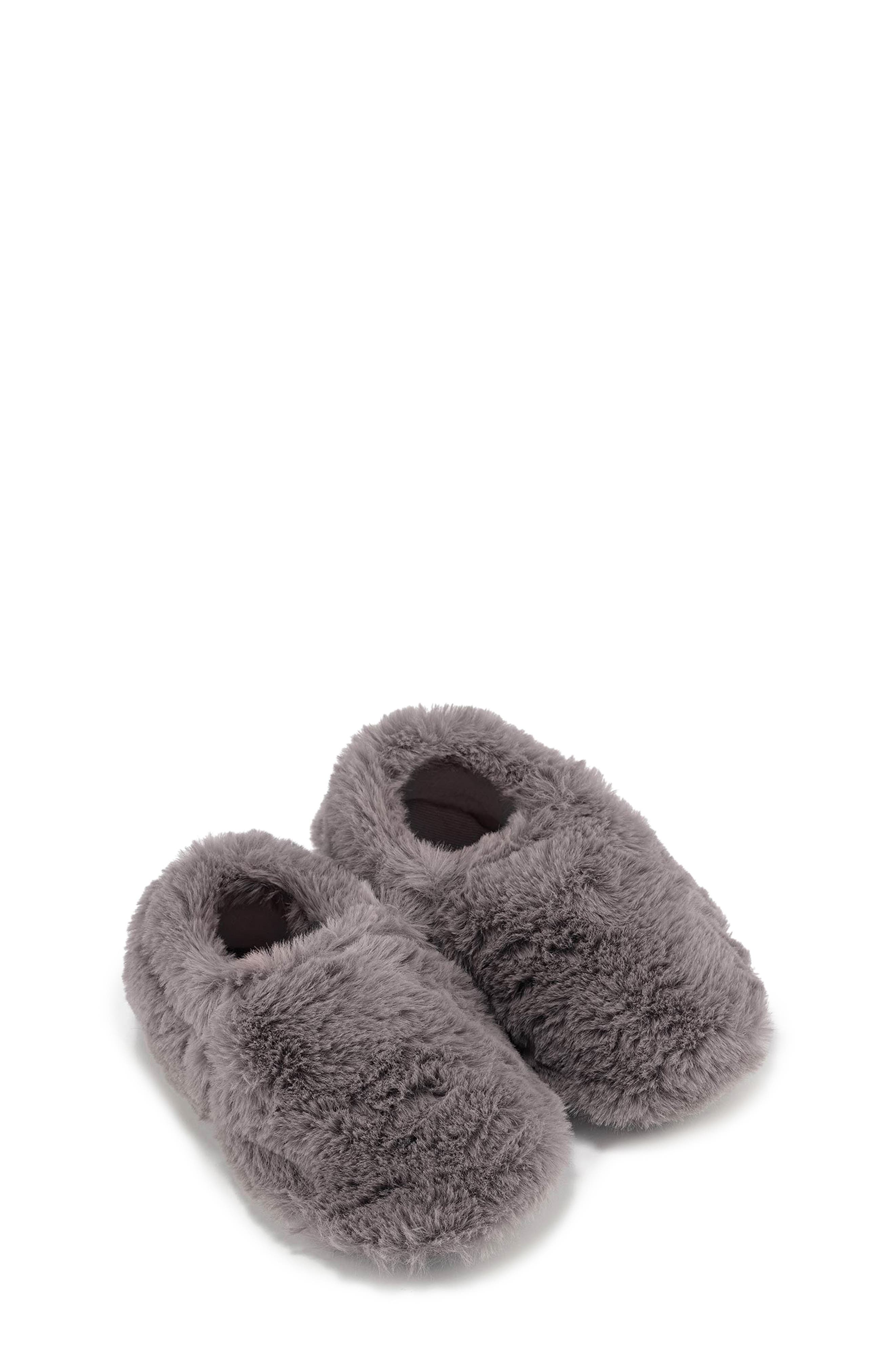 Hopfrög Kids Furry Furry Faux Fur Slipper, Main, color, Gray