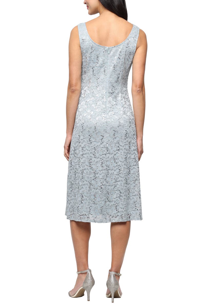 SL FASHIONS Sequin Stretch Lace Cocktail Dress with Jacket, Alternate, color, Sage