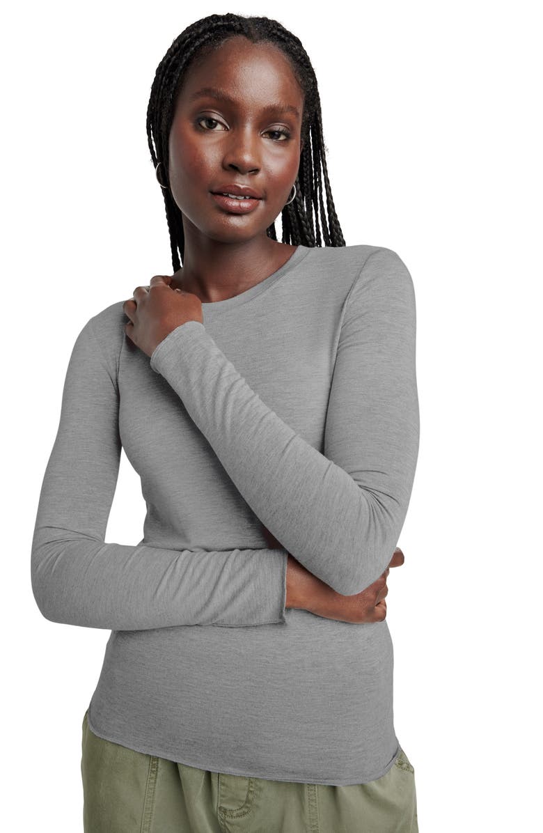 Splendid Stripe Long Sleeve Tee, Alternate, color, Tawny/H Fog Stp